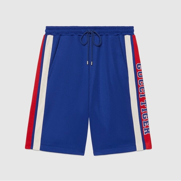 Like New Men’s Large Gucci Tiger Collection Drawstring Shorts With Logo Stripes
